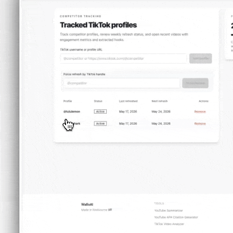 Competitor tracking demo